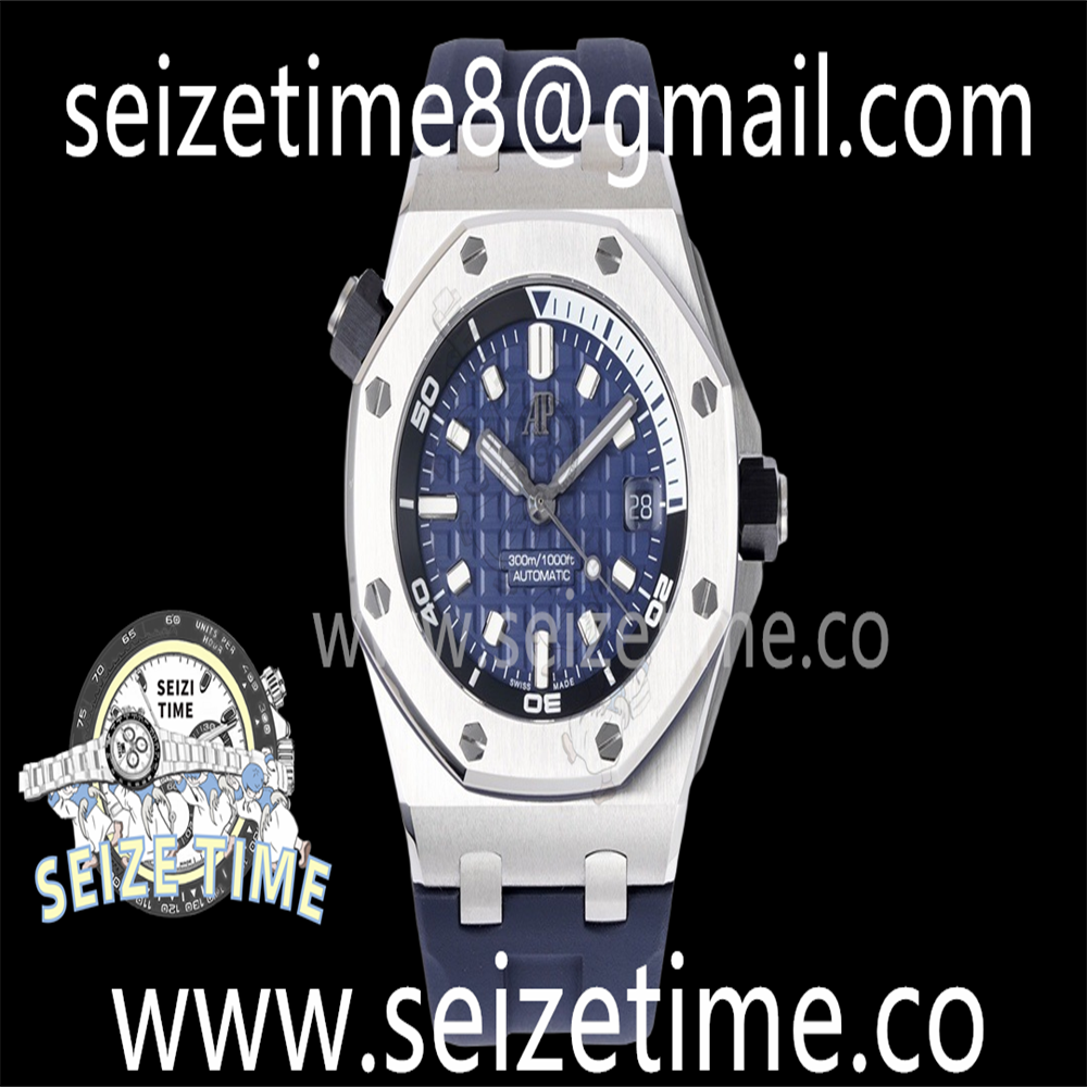 Royal Oak Offshore Diver 15720 SS ZF 1:1 Best Edition Blue Dial on Blue Rubber Strap A4308