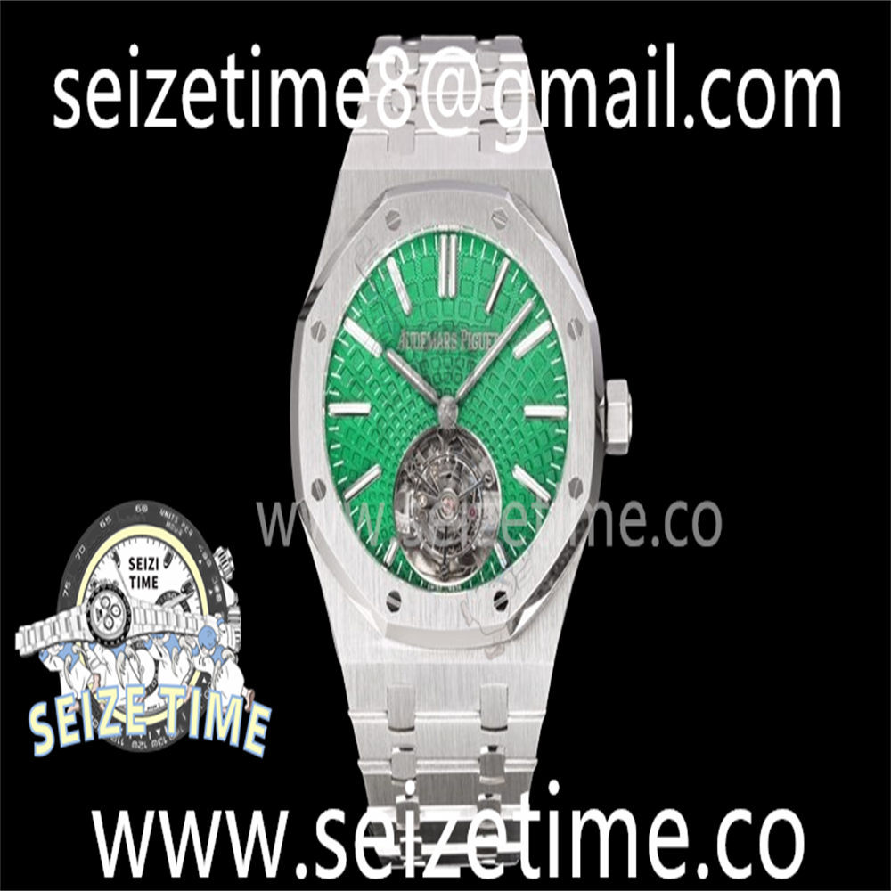 Royal Oak 41MM 26530 SS Tourbillon R8F 1:1 Best Edition Green Sunburst Tapisserie Dial on SS Bracelet A2950 V2
