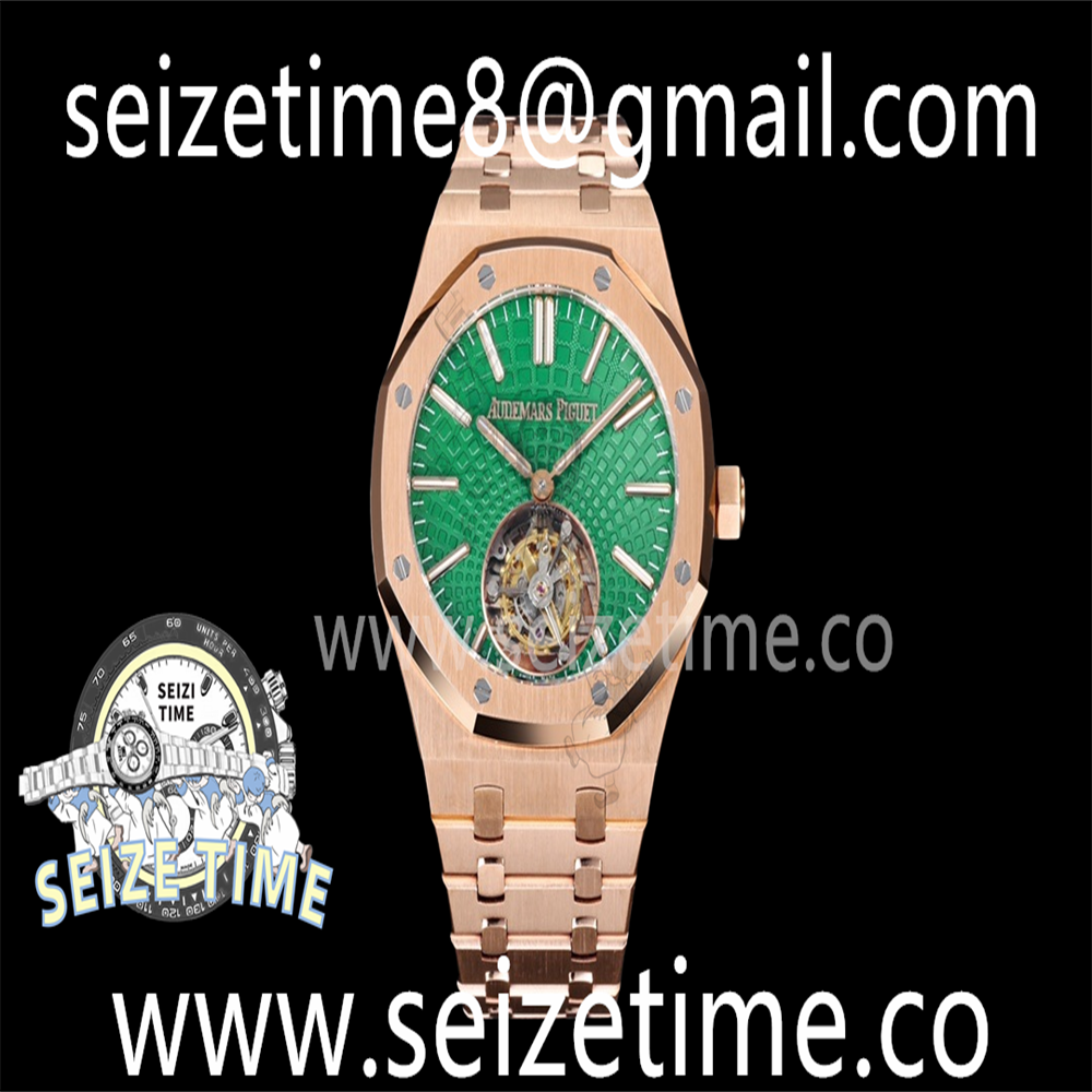 Royal Oak 41MM 26530 RG Tourbillon R8F 1:1 Best Edition Green Sunburst Tapisserie Dial on RG Bracelet A2950 V2