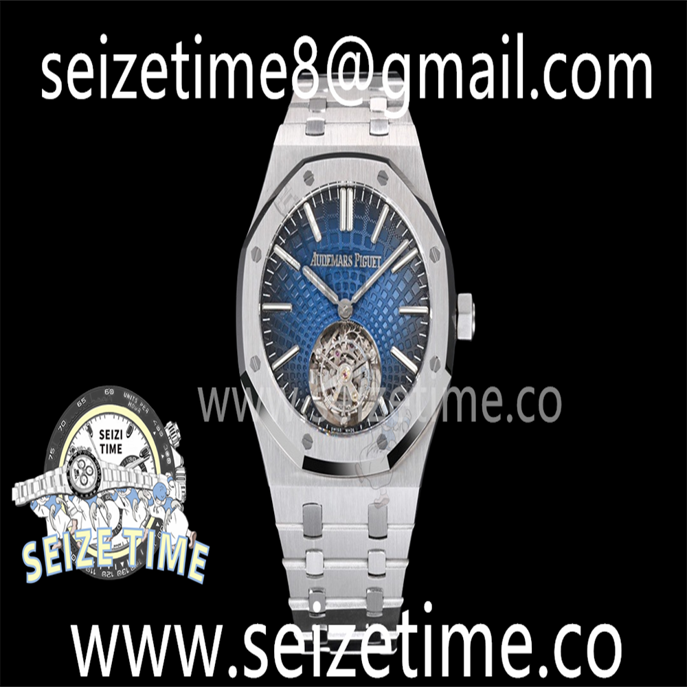 Royal Oak 41MM 26530 SS Tourbillon R8F 1:1 Best Edition Blue Sunburst Tapisserie Dial on SS Bracelet A2950 V2