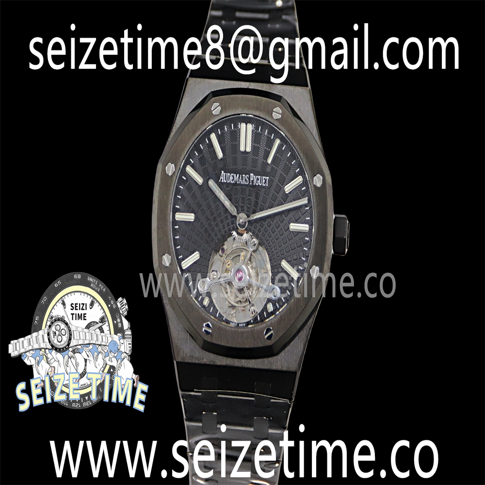 Royal Oak PVD Tourbillon R8F Best Edition Black Sunburst Tapisserie Dial on PVD Bracelet