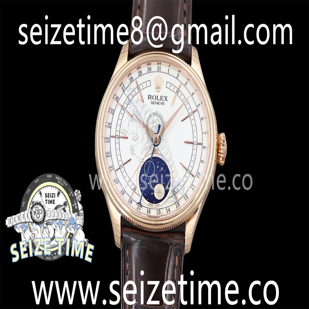 Cellini Moonphase 50535 RG KZF 1:1 Best Edition White Dial on Leather Strap A3195