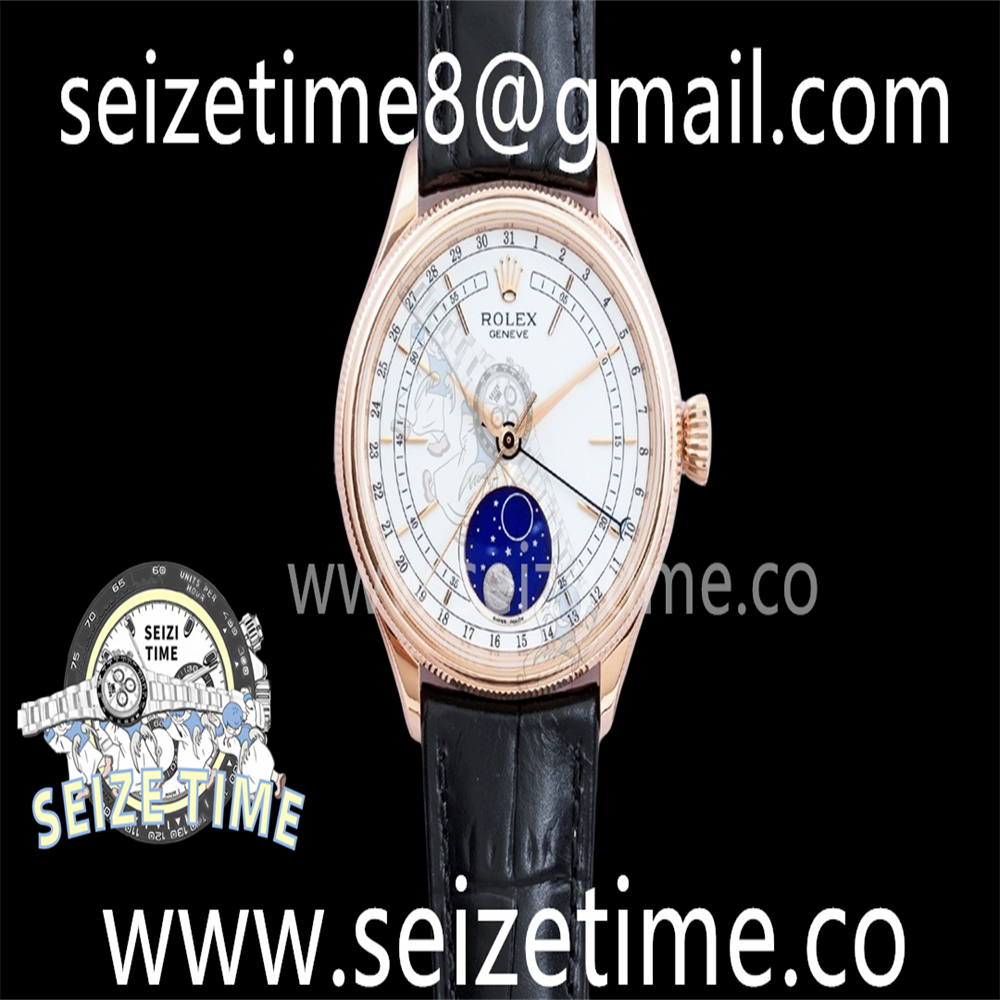 Cellini Moonphase 50535 RG EWF 1:1 Best Edition White Dial on Leather Strap A3195