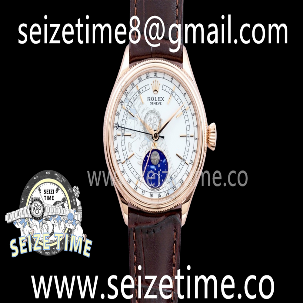 Cellini Moonphase 50535 RG EWF 1:1 Best Edition White Dial on Leather Strap A3195