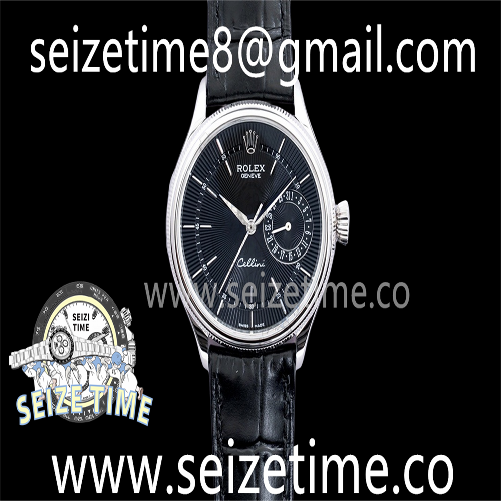 Cellini Date 50519 SS EWF 1:1 Best Edition Black Dial on Leather Strap Asia 3165