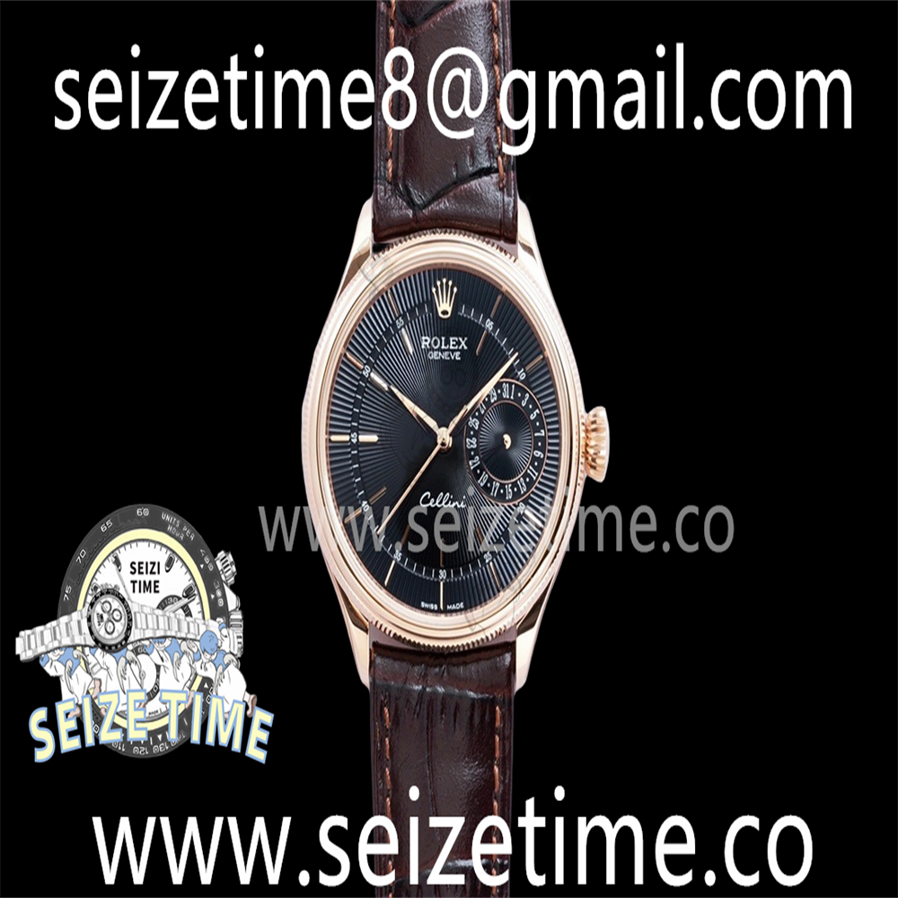 Cellini Date 50515 RG EWF 1:1 Best Edition Black Dial on Leather Strap Asia 3165