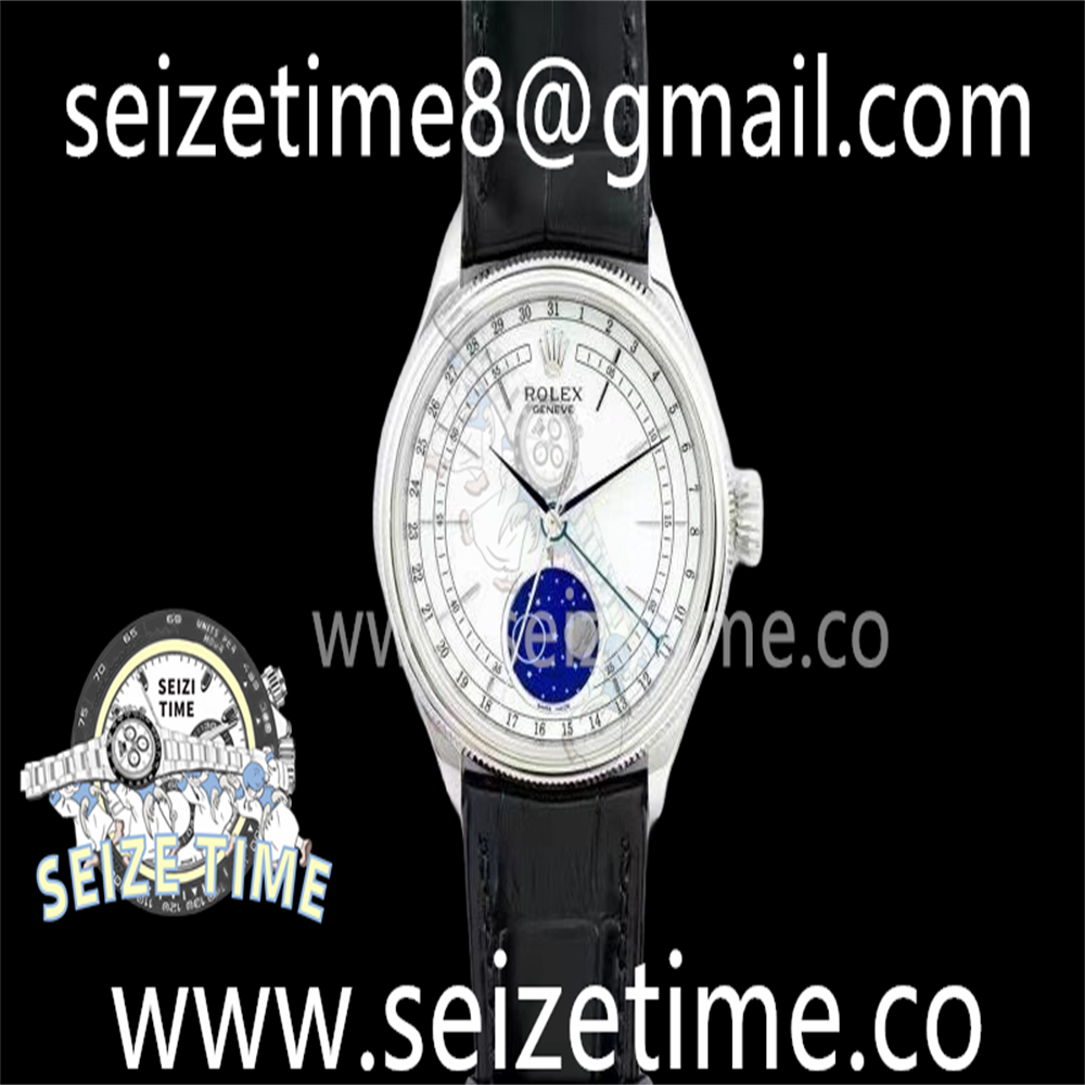Cellini 50535 Moonphase SS EWF Best Edition White Dial on Black Leather Strap A3195
