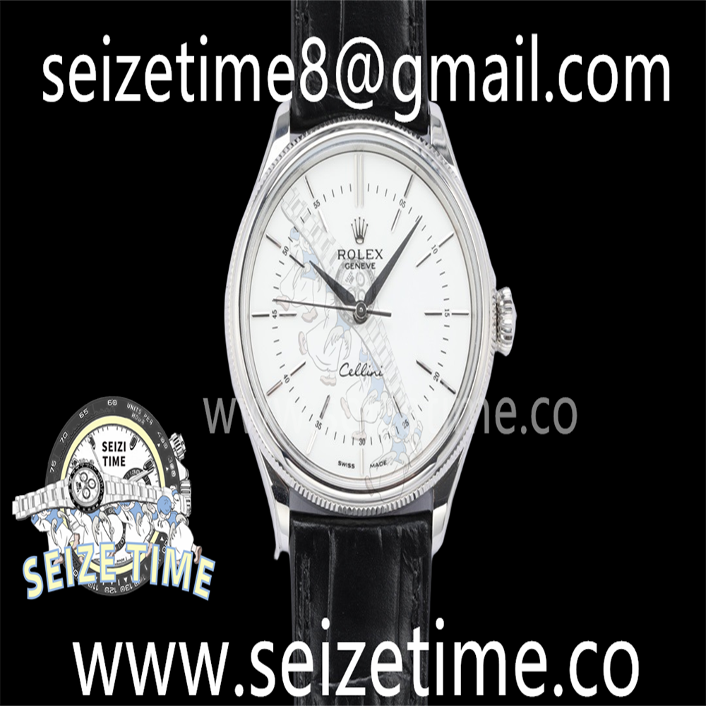 Cellini 50509 SS EWF 1:1 Best Edition White Dial Stick Markers on Black Leather Strap SA3132