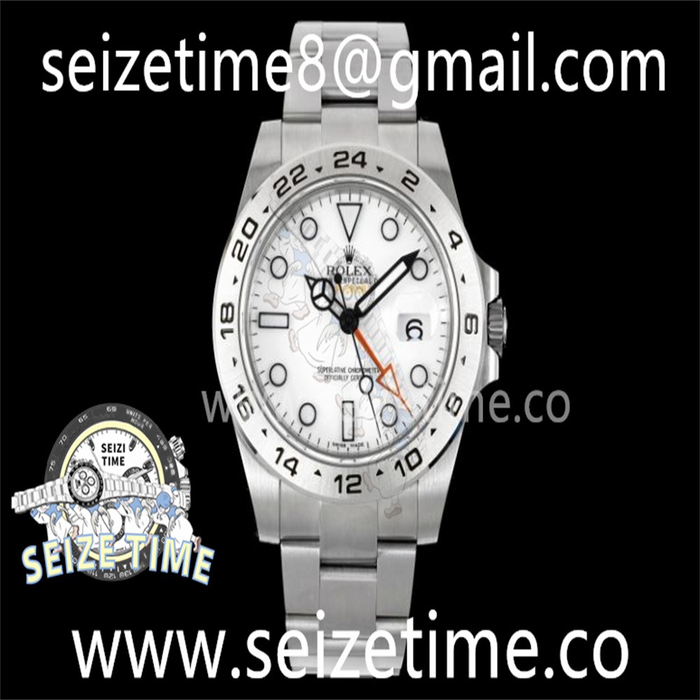 Explorer II 42mm 216570 Black 904L SS GSF 1:1 Best Edition White Dial on Bracelet A3187