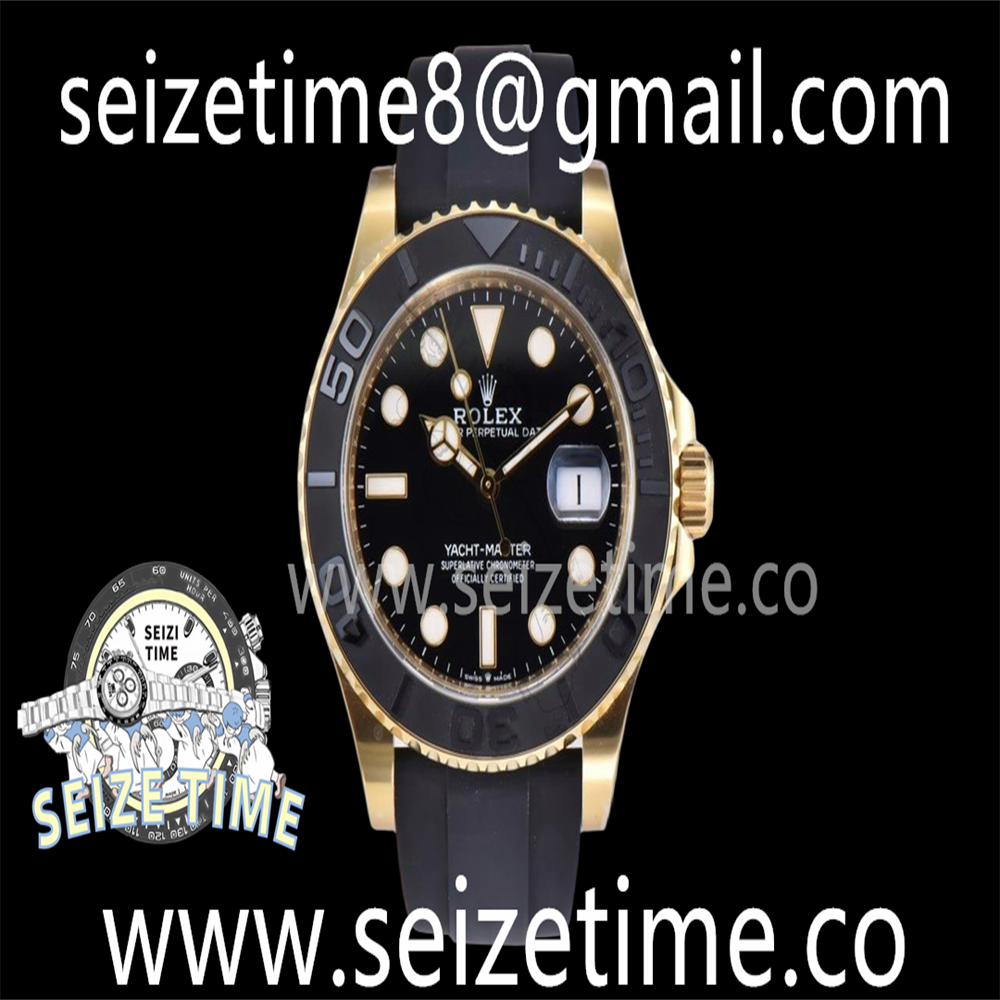 Yacht-Master 42mm 226658 YG Clean Factory 1:1 Best Edition 3D Black Ceramic Bezel on Oysterflex Strap VR3235