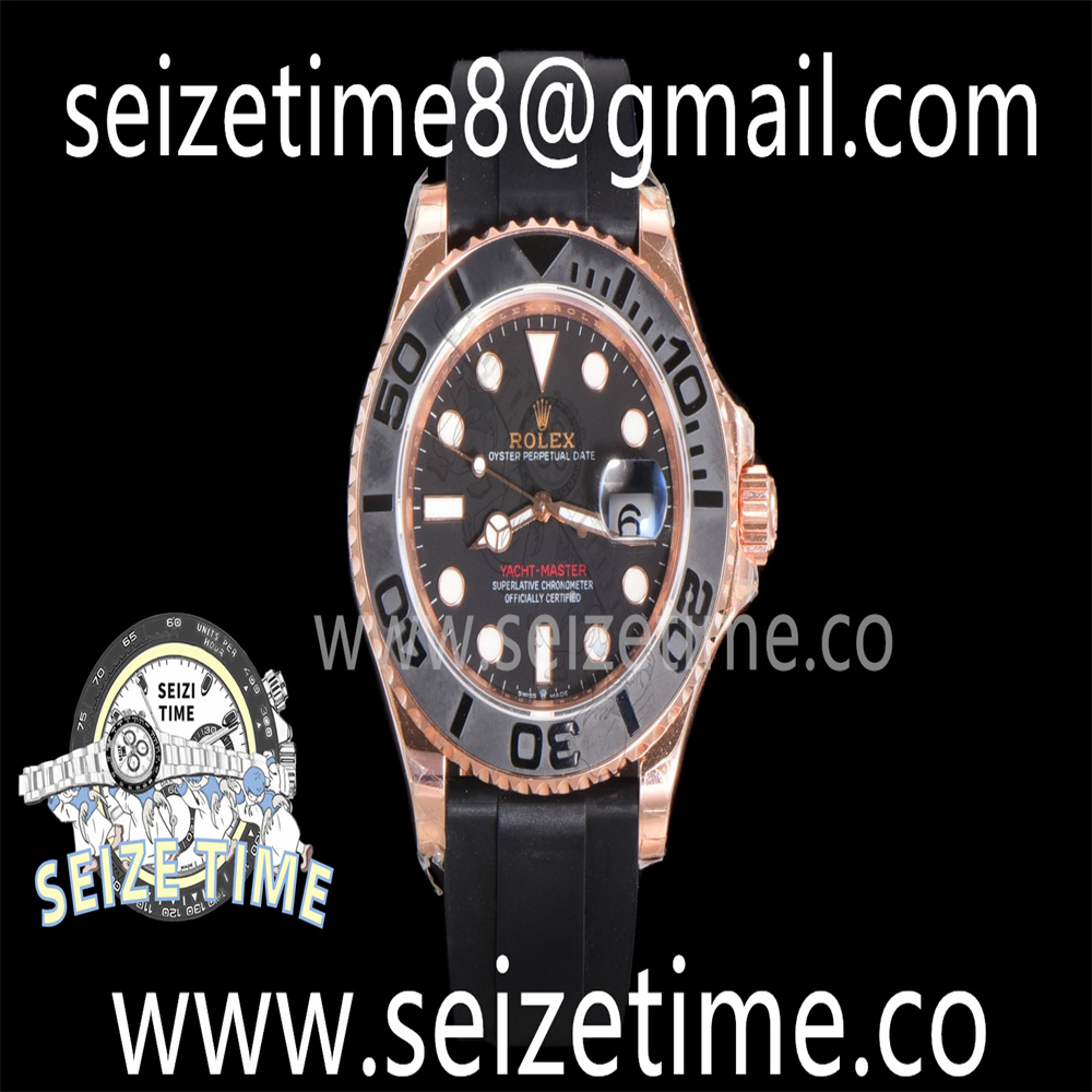 Yacht-Master 126655 KF 1:1 Best Edition RG Wrapped Black Dial on Oysterflex Strap VR3235