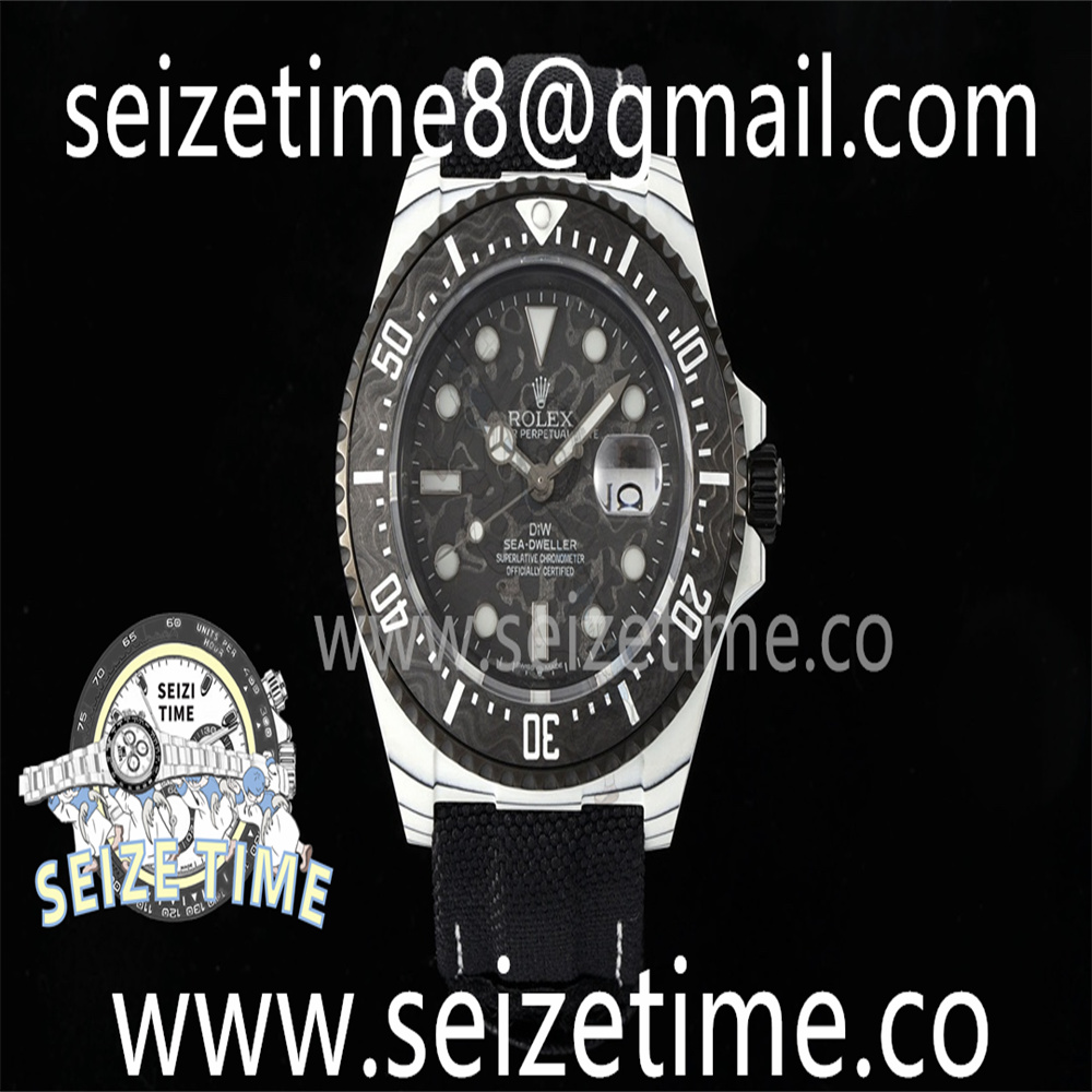 Sea Dweller 43mm White Carbon DIWF Best Edition Carbon Dial on Black Nylon Strap A2824 V2