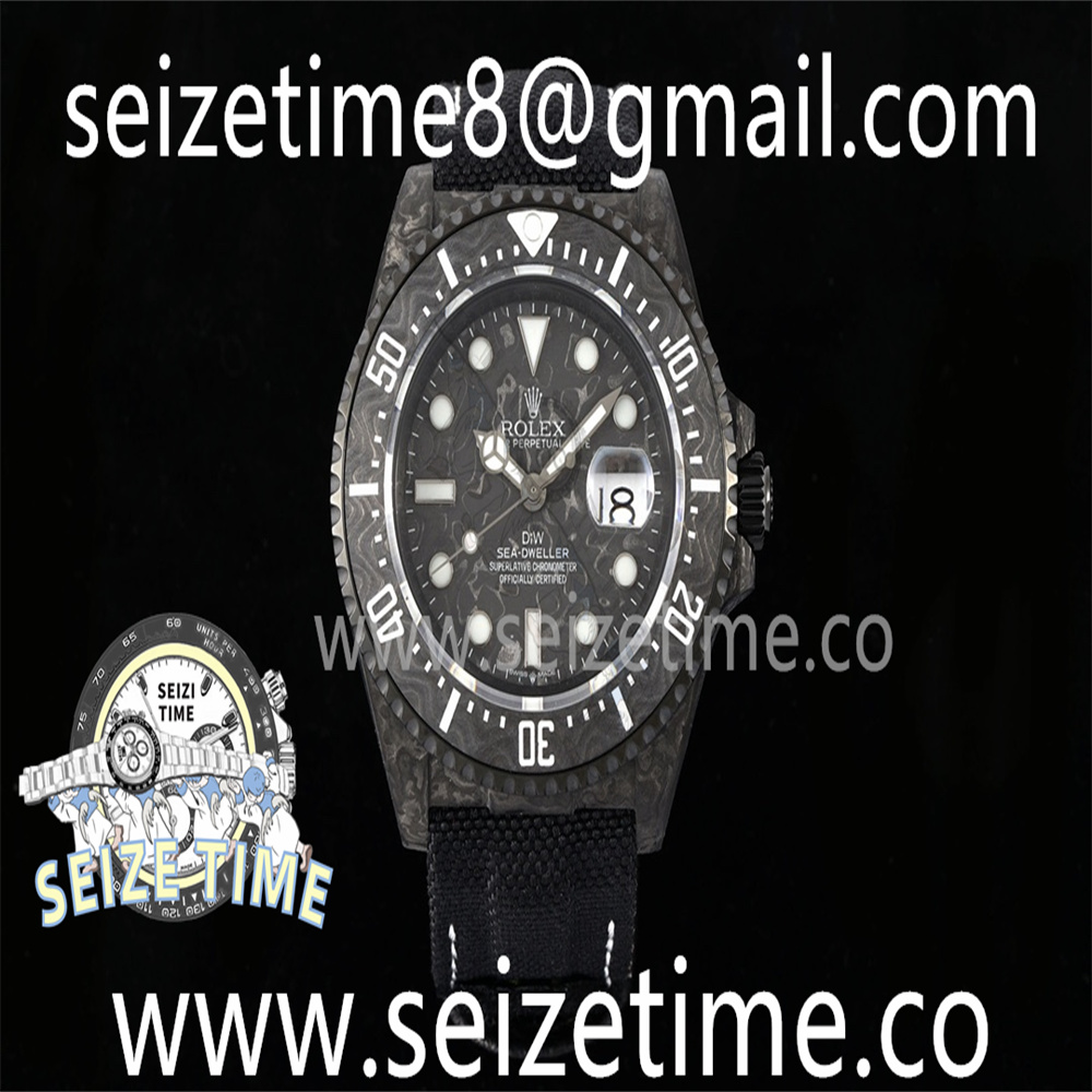 Sea Dweller 43mm Black Carbon DIWF Best Edition Black Dial on Black Nylon Strap A2824 V2