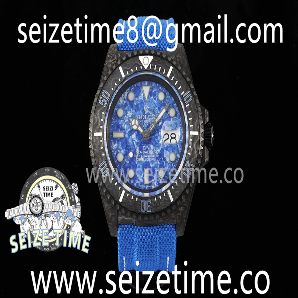 Sea Dweller 43mm Black Carbon DIWF Best Edition Blue Dial on Blue Nylon Strap A2824 V2
