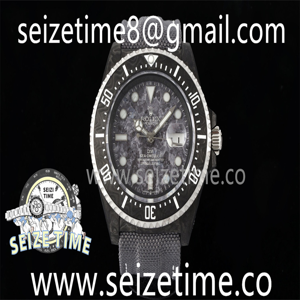 Sea Dweller 43mm Black Carbon DIWF Best Edition Gray Dial on Gray Nylon Strap A2824 V2
