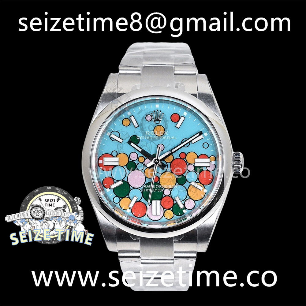 Oyster Perpetual 41mm 124300 SS EWF Best Edition Bubbles Dial Stick on SS Oyster Bracelet A3230