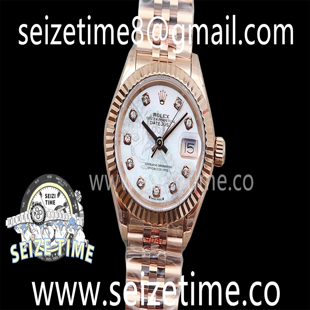 Datejust 28mm 904L RG TWSF White MOP Dial on RG Jubilee Bracelet