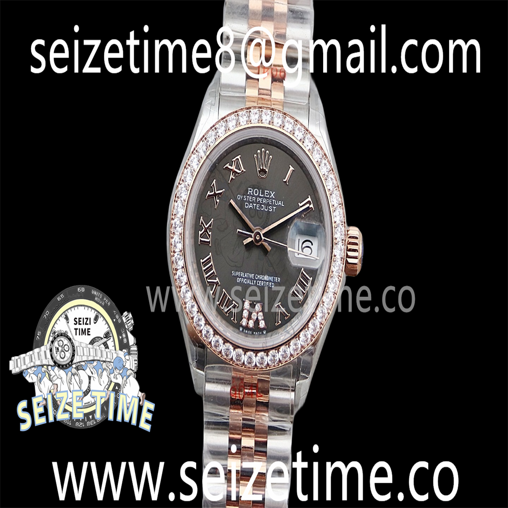 Datejust 28mm 904L RG/SS TWSF Grey Dial Diamonds Bezel on RG/SS Jubilee Bracelet