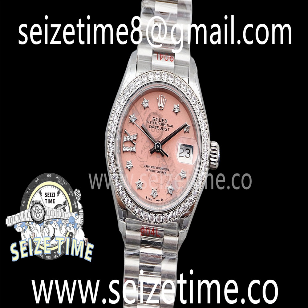 Datejust 28mm 904L SS TWSF Pink Dial Diamonds Bezel on SS Bracelet