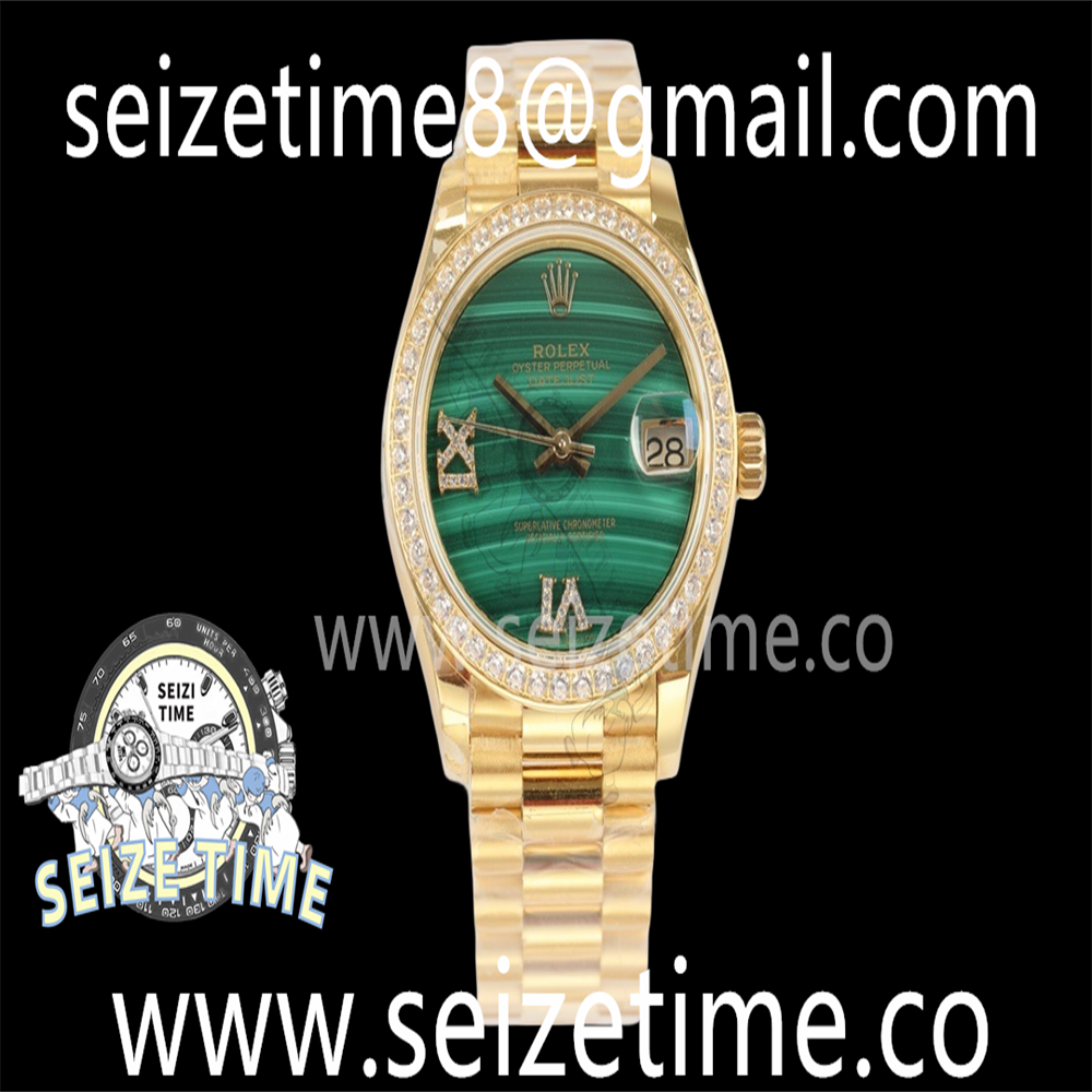 Datejust 31mm YG EWF Best Edition Malachite Green Dial Diamonds Bezel on YG President Bracelet A2268