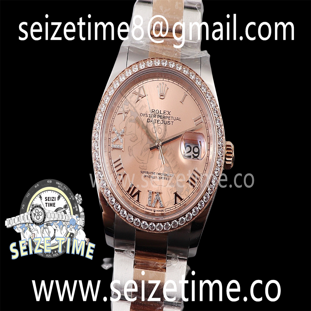 Datejust 36 RG/SS EWF 1:1 Best Edition Diamond Bezel RG Dial Diamonds 6/9 Markers on RG/SS Oyster Bracelet A3235