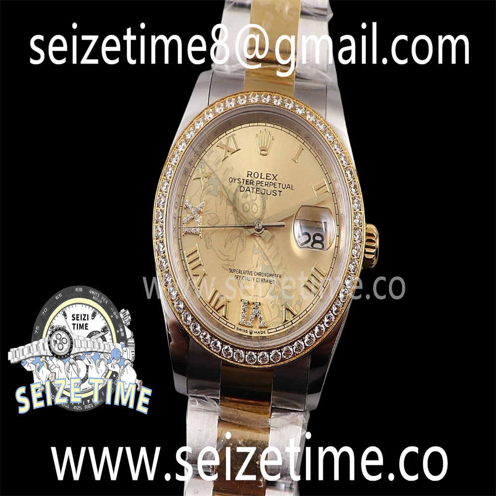 Datejust 36 YG/SS EWF 1:1 Best Edition Diamond Bezel YG Dial Diamonds 6/9 Markers on YG/SS Oyster Bracelet A3235