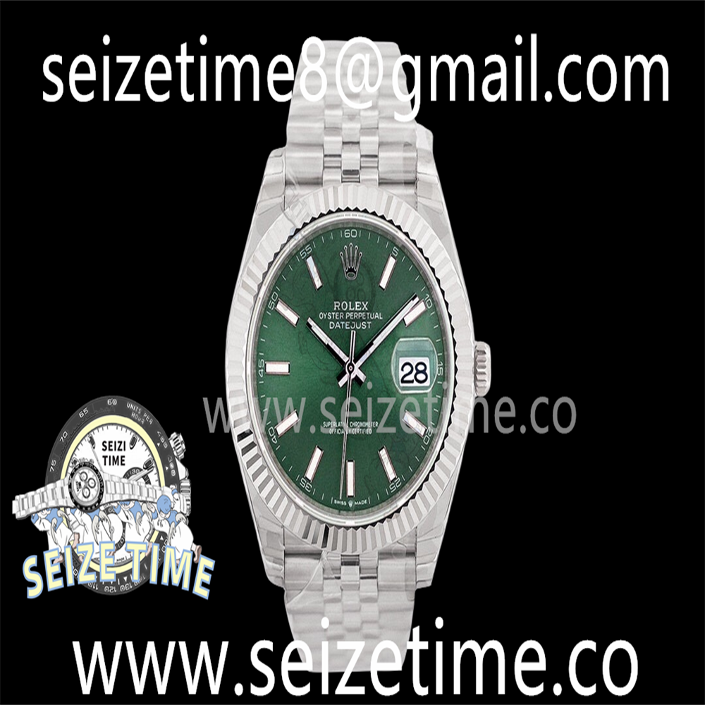 Datejust 41mm 126334 SS EWF Best Edition Green Sundust Dial on SS Jubilee Bracelet A3235