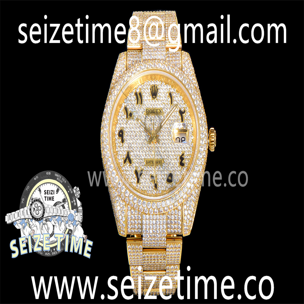 Datejust 41 YG Full Diamonds TWF 1:1 Best Edition Arabic Markers Dial on YG Oyster Bracelet A2824