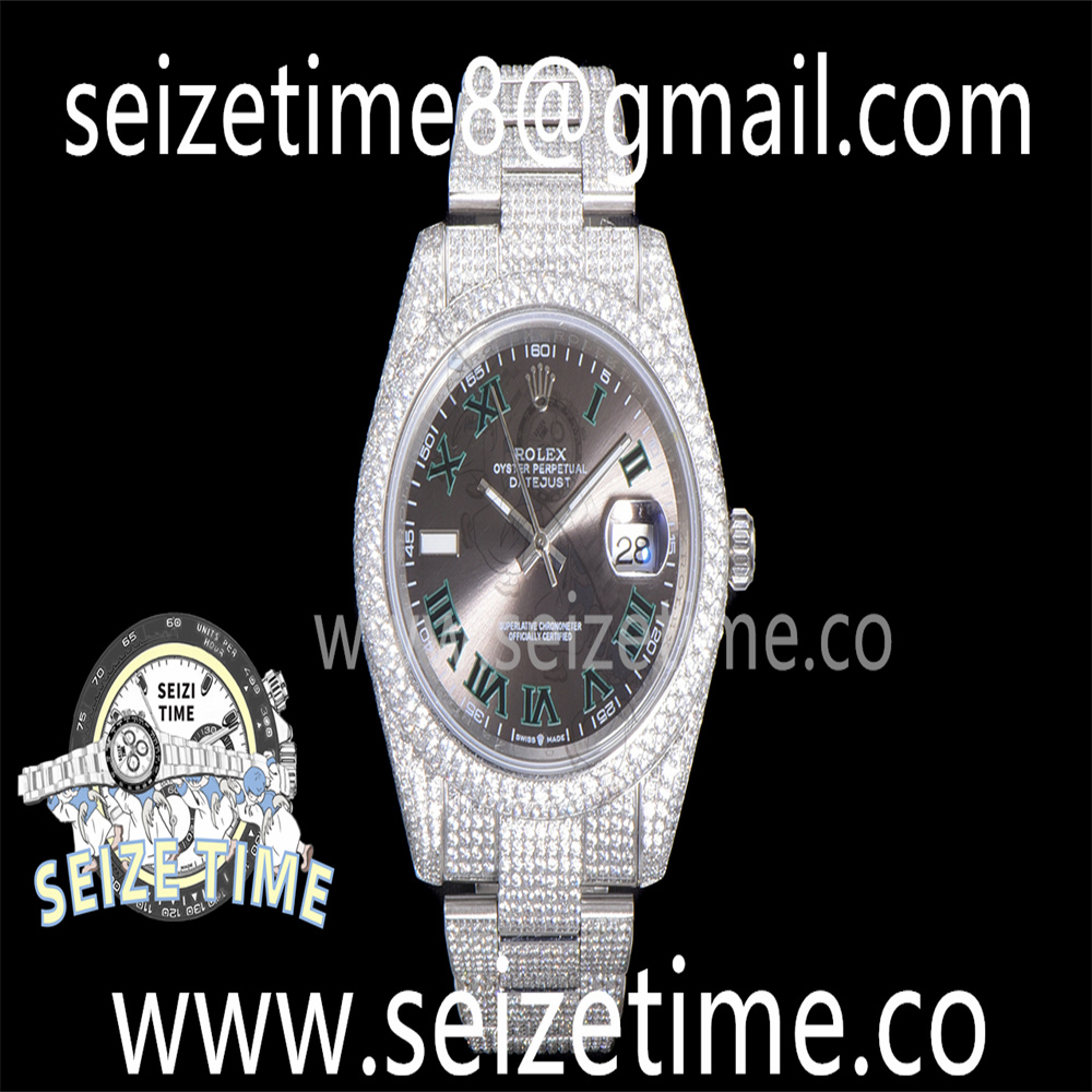 Datejust 41 SS Full Diamonds TWF 1:1 Best Edition Grey Dial on SS Oyster Bracelet A2824