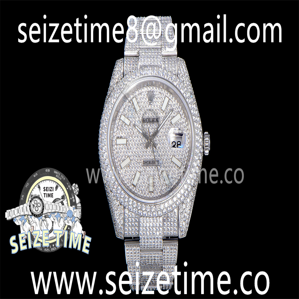 Datejust 41 SS Full Diamonds TWF 1:1 Best Edition Stick Markers Dial on SS Oyster Bracelet A2824