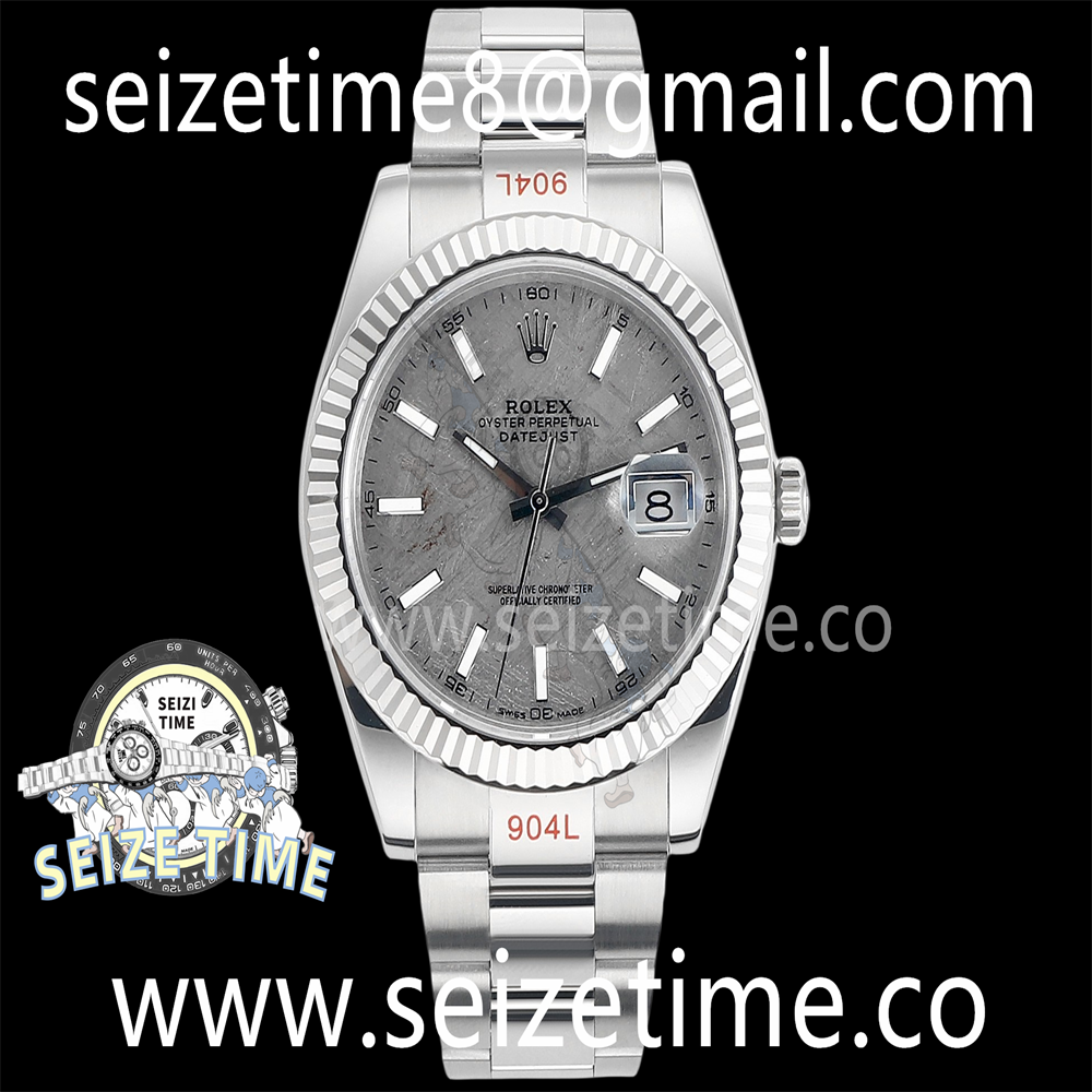 Datejust 41mm 904L SS F8F 1:1 Best Edition Fluted Bezel Meteorite Dial on SS Oyster Bracelet VR3235