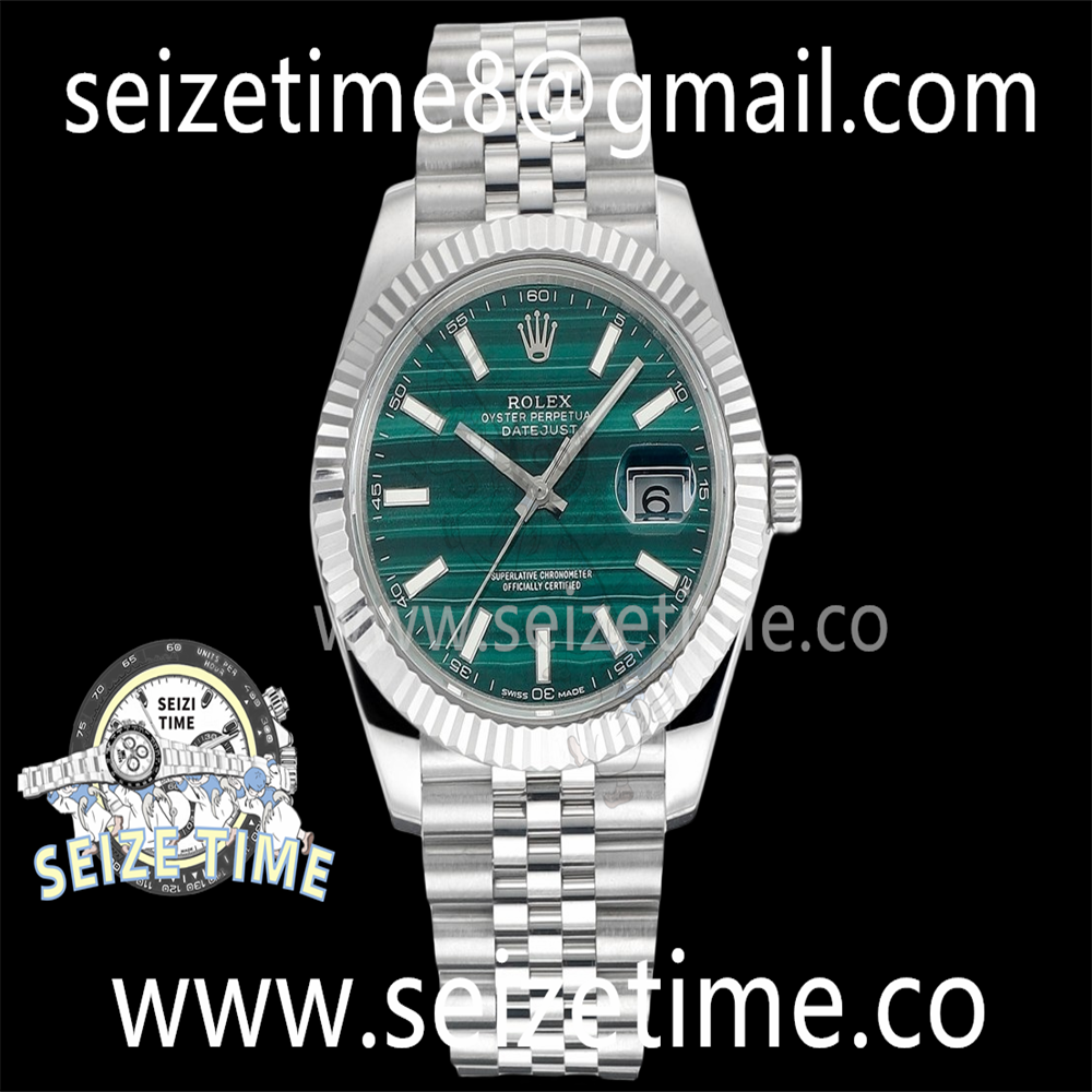 Datejust 41mm 904L SS F8F 1:1 Best Edition Fluted Bezel Malachite Green Dial on SS Jubilee Bracelet VR3235