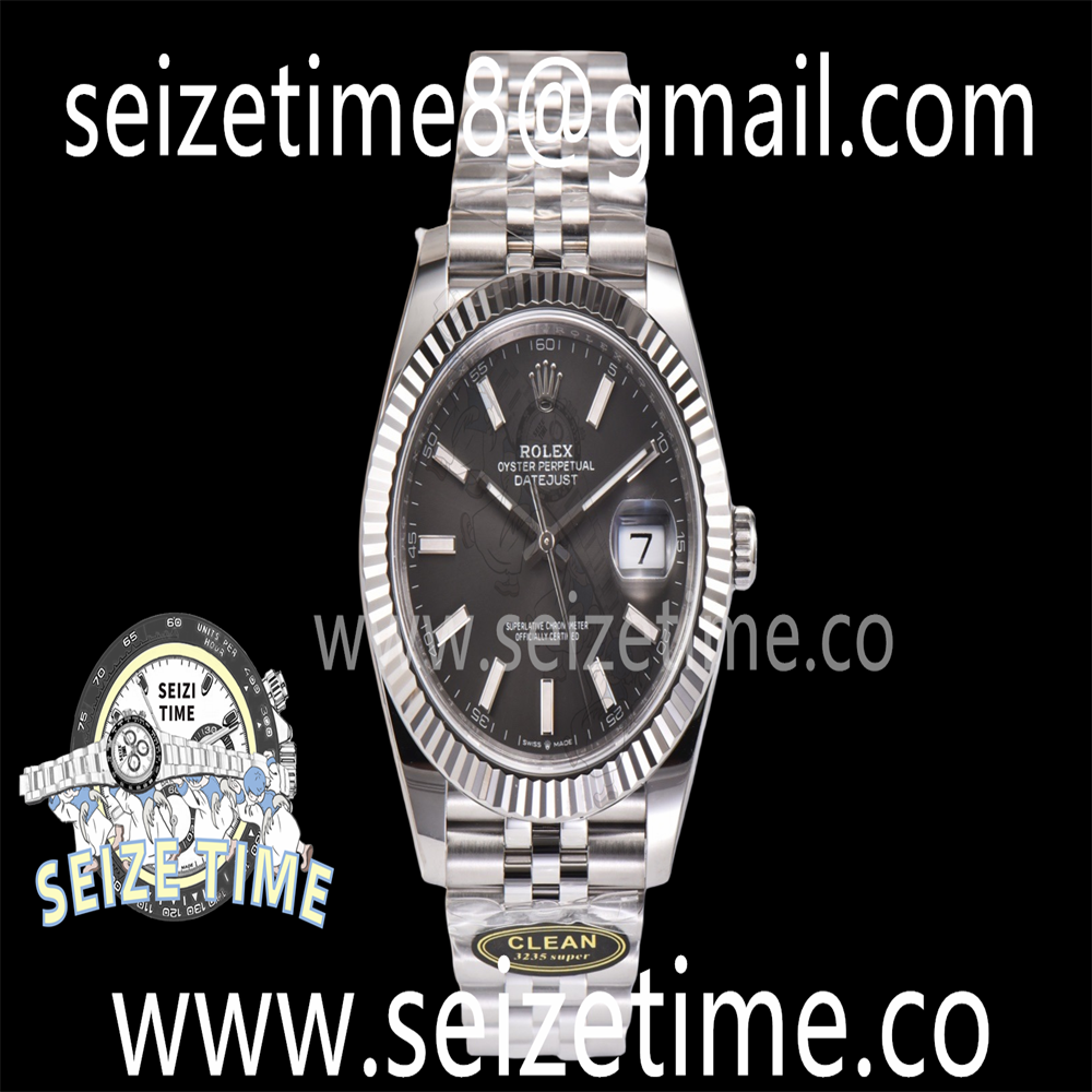 DateJust 41 126334 SS Clean 1:1 Best Edition 904L Steel Grey Stick Dial on Jubilee Bracelet VR3235
