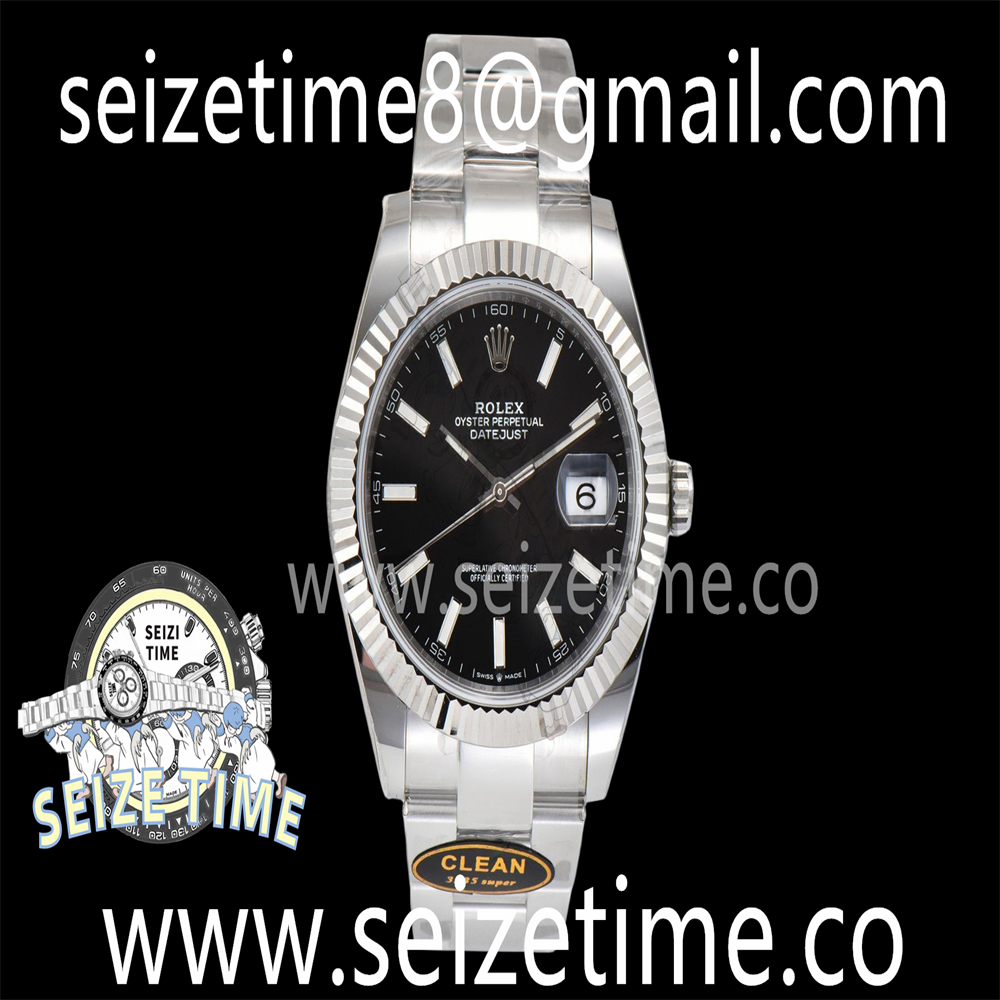 DateJust 41 126334 SS Clean 1:1 Best Edition 904L Steel Black Stick Dial on Oyster Bracelet VR3235