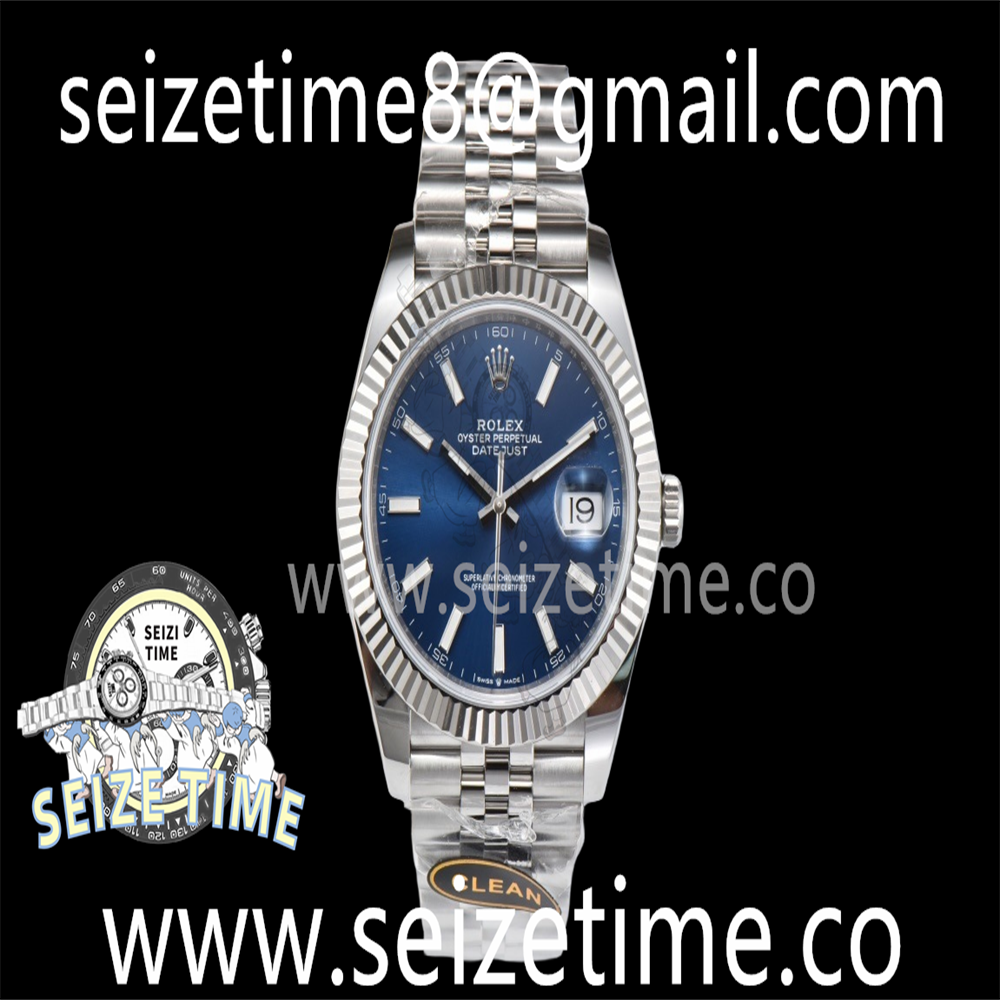 DateJust 41 126334 SS Clean 1:1 Best Edition 904L Steel Blue Stick Dial on Jubilee Bracelet VR3235