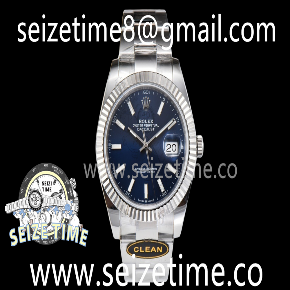 DateJust 41 126334 SS Clean 1:1 Best Edition 904L Steel Blue Stick Dial on Oyster Bracelet VR3235