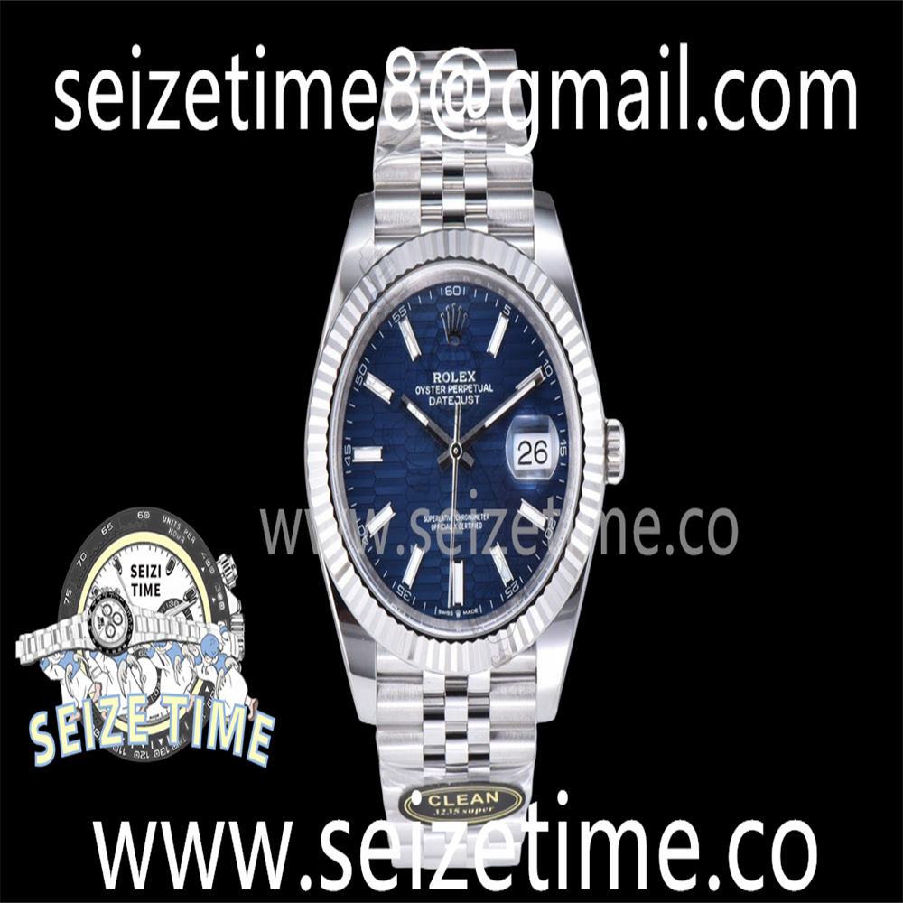 DateJust 41 126334 SS Clean 1:1 Best Edition 904L Steel Blue Textured Stick Dial on Jubilee Bracelet VR3235