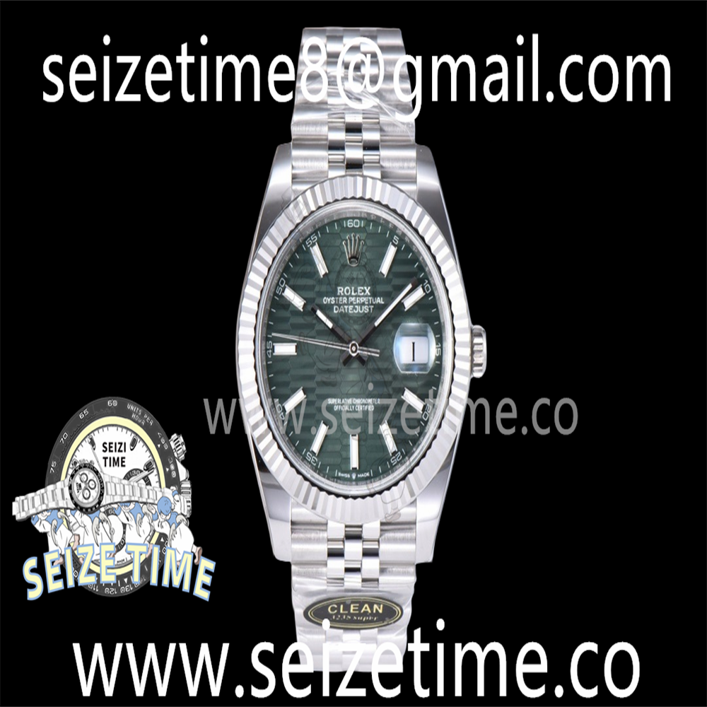 DateJust 41 126334 SS Clean 1:1 Best Edition 904L Steel Green Textured Stick Dial on Jubilee Bracelet VR3235