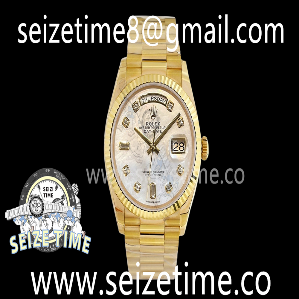 Day-Date 36 YG 128238 EWF Best Edition White MOP Dial Crystal Markers on President Bracelet A3255
