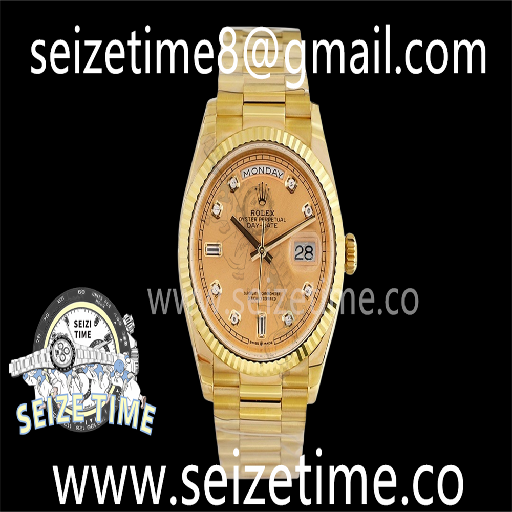Day-Date 36 YG 128238 EWF Best Edition Gold Dial Crystal Markers on President Bracelet A3255