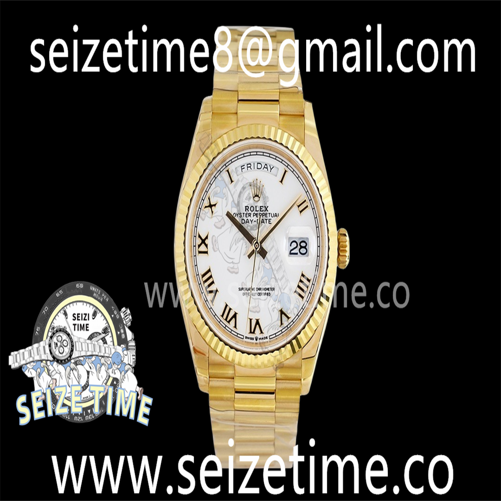 Day-Date 36 YG 128238 EWF Best Edition White Dial Roman Markers on President Bracelet A3255