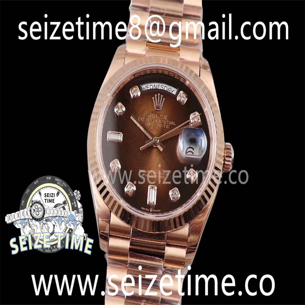 Day-Date 36 RG 128235 EWF Best Edition Brown Gradient Dial Crystal Markers on President Bracelet A3255