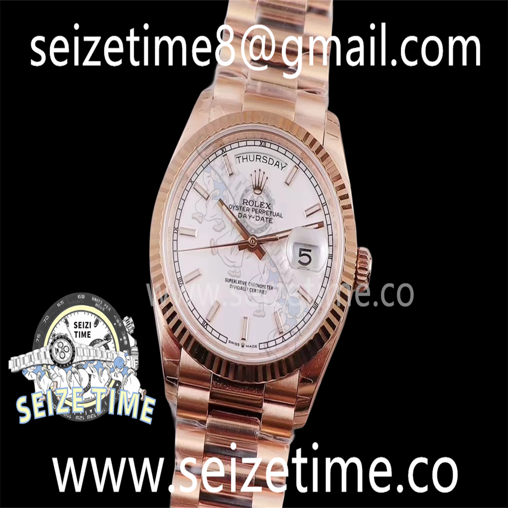 Day-Date 36 RG 128235 EWF Best Edition White Dial Stick Markers on President Bracelet A3255