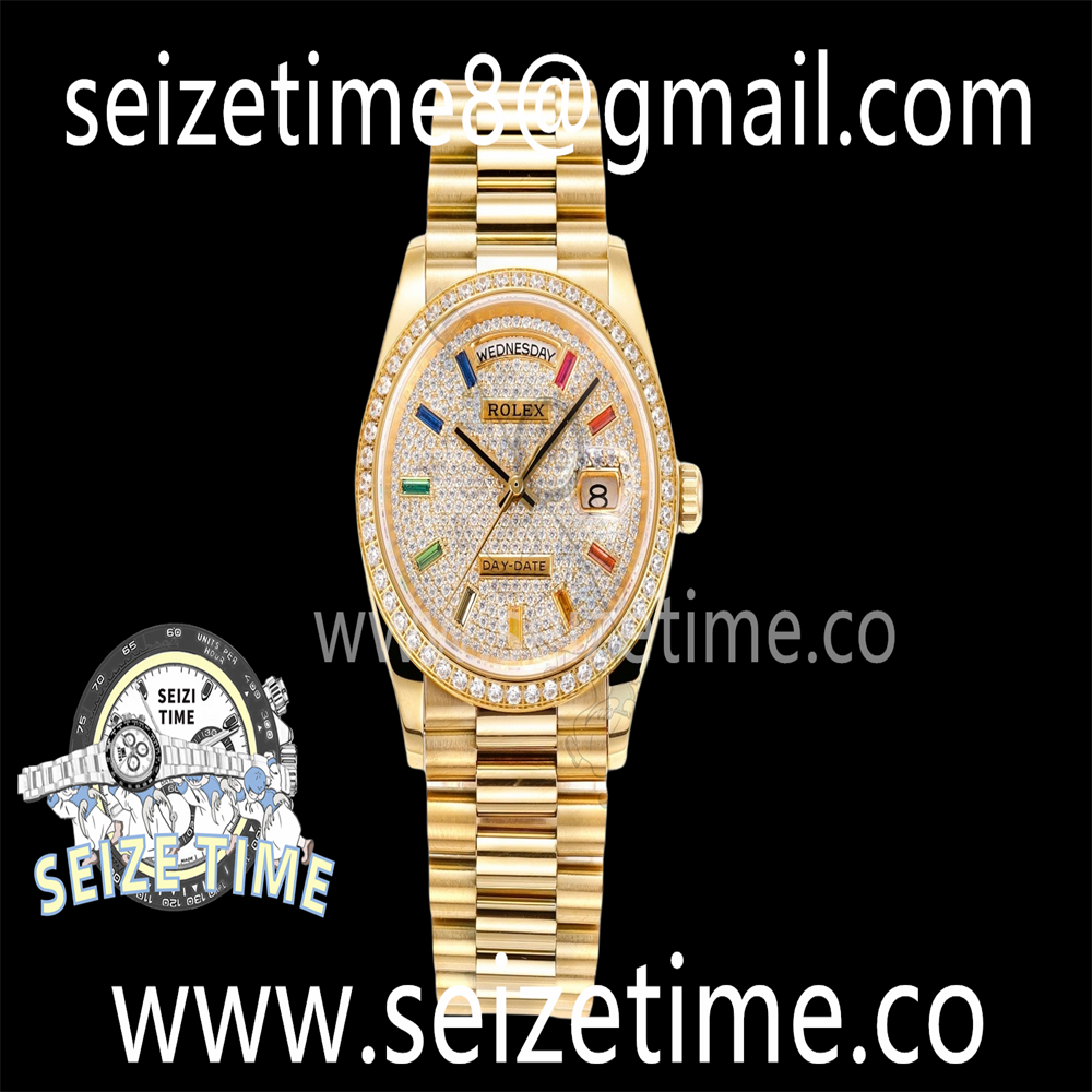 Day-Date 36mm 904L YG RAF 1:1 Best Edition Diam Bezel Diam Dial on YG President Bracelet RAF A2836