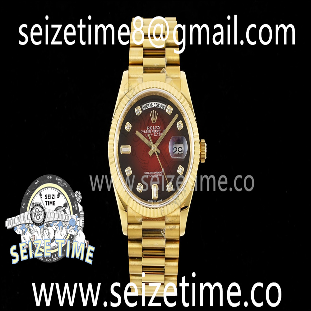 Day Date 36 YG RAF Best Edition Red/Black Diamonds on YG Bracelet A2836