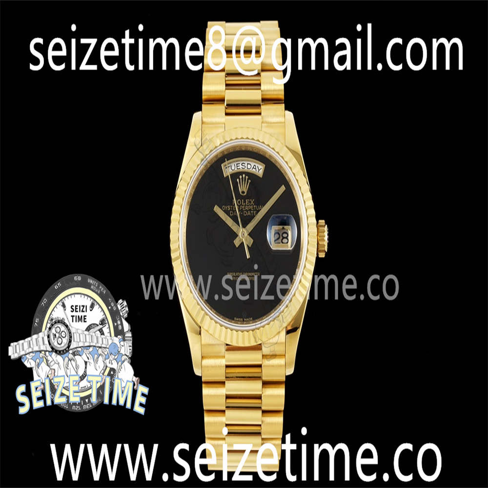 Day Date 36 YG RAF Best Edition Black No Marker on YG Bracelet A2836
