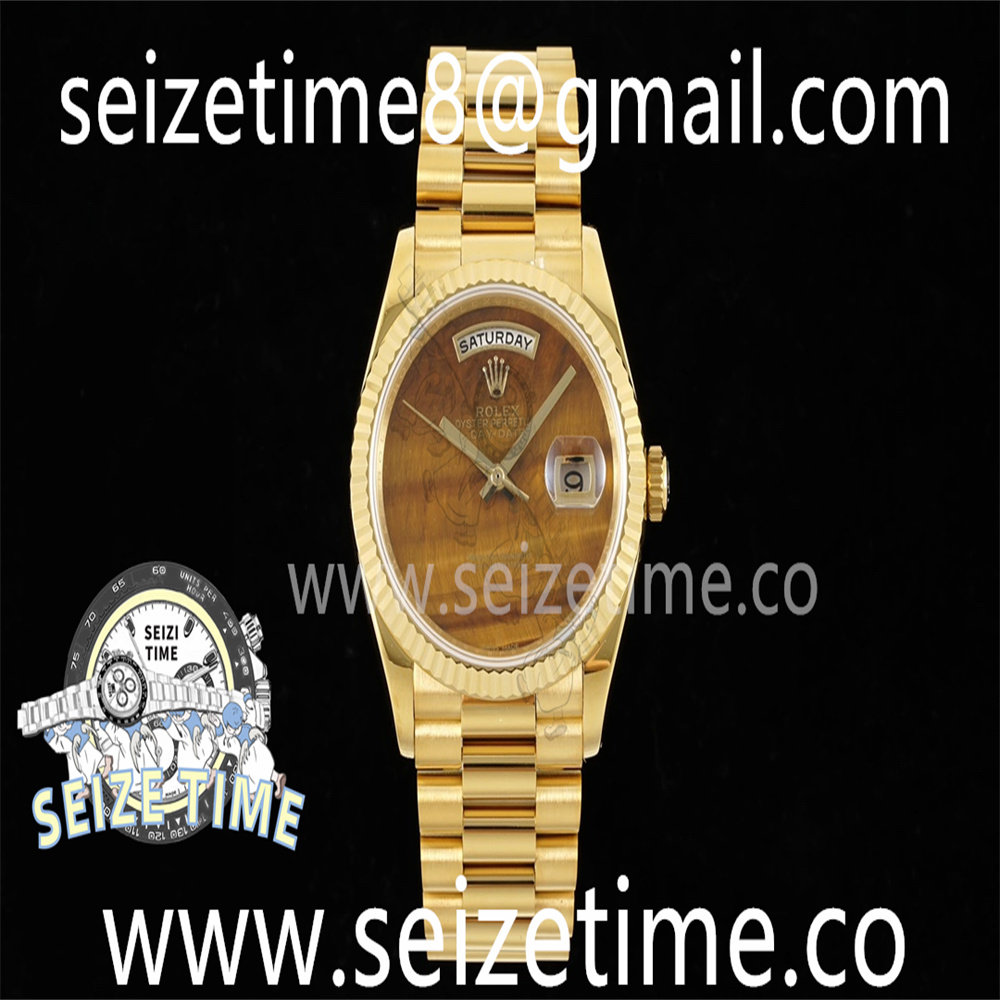 Day Date 36 YG RAF Best Edition Brown Wave Dial on YG Bracelet A2836