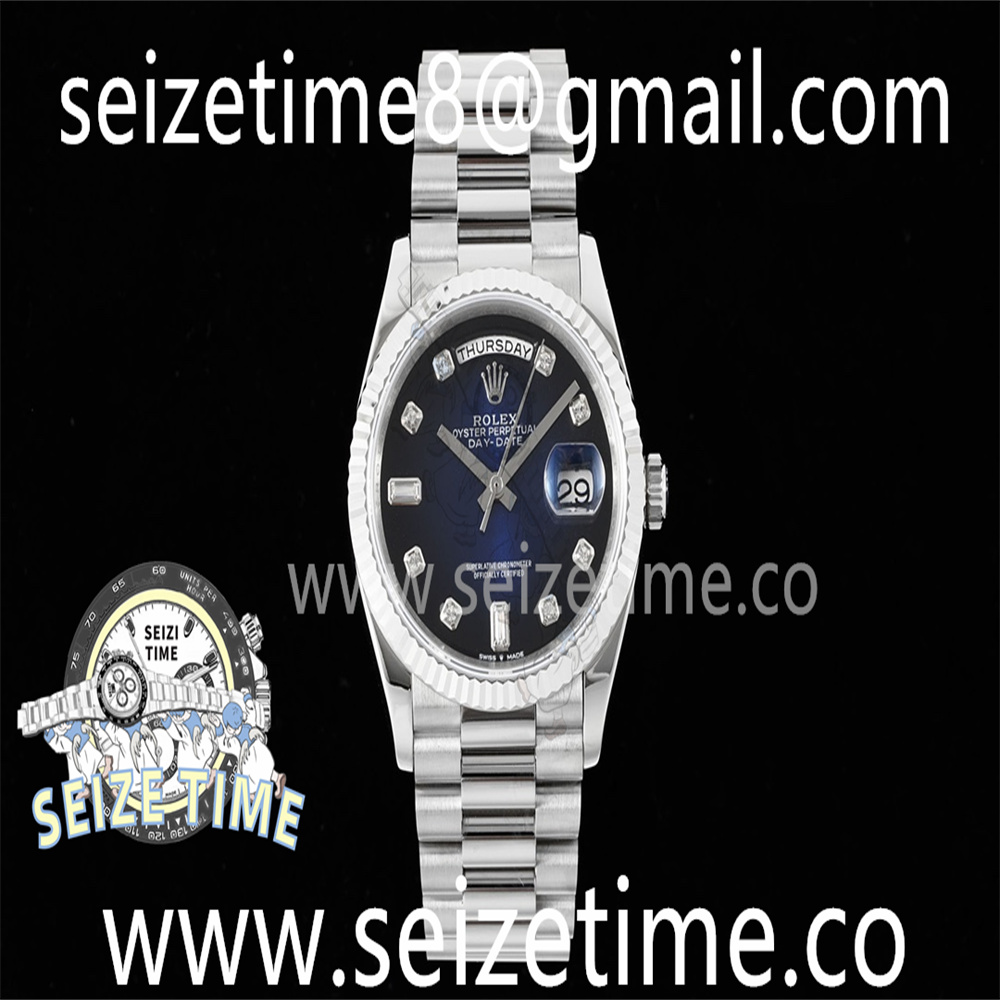 Day Date 36 YG RAF Best Edition Blue/Black Diamonds Dial on YG Bracelet A2836