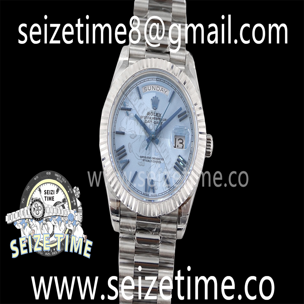 Day Date 40 SS 904L Steel TWSF 1:1 Best Edition Ice Blue Crystal Dial on SS Bracelet A2836