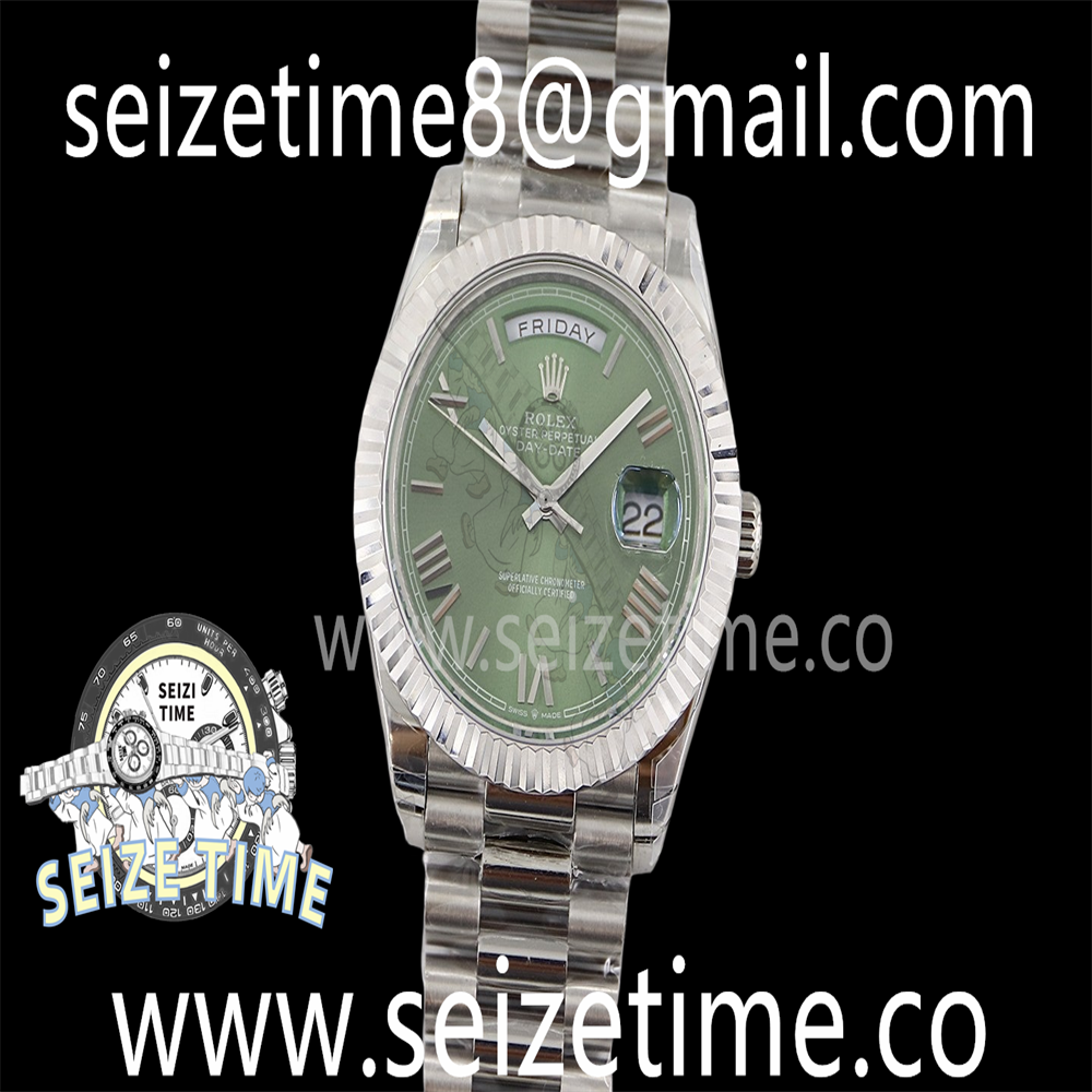 Day Date 40 SS 904L Steel TWSF 1:1 Best Edition Green Roman Dial on SS Bracelet A2836